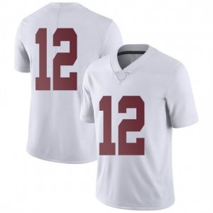 NCAA Men's Alabama Crimson Tide #12 Christian Leary Stitched College Nike Authentic No Name White Football Jersey ZX17X71MV